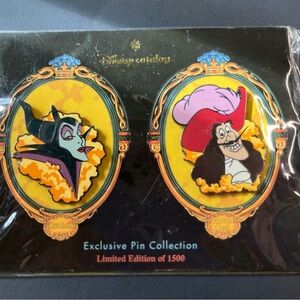 Disney Villains Maleficent and Captain Hook Pin Set